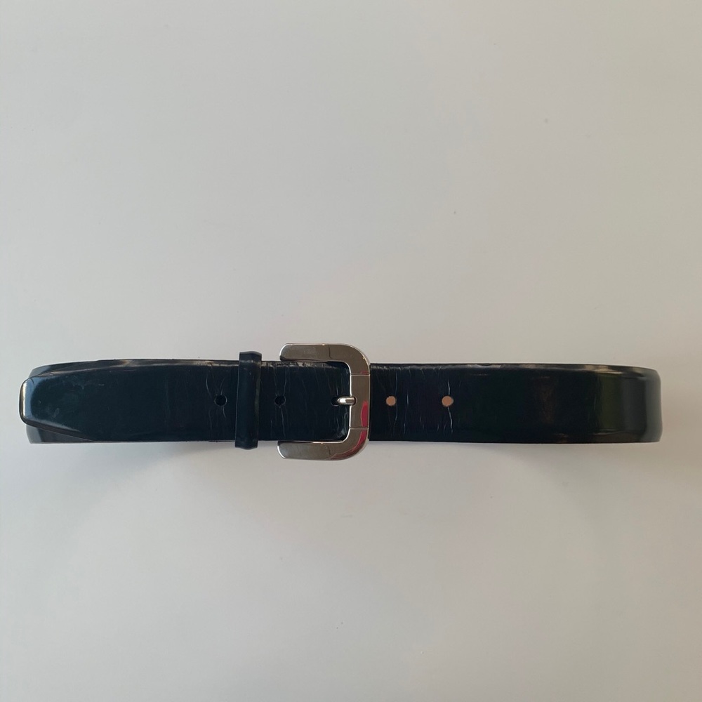 Stanley Korshak Black Leather Belt, M - Picture 2 of 7